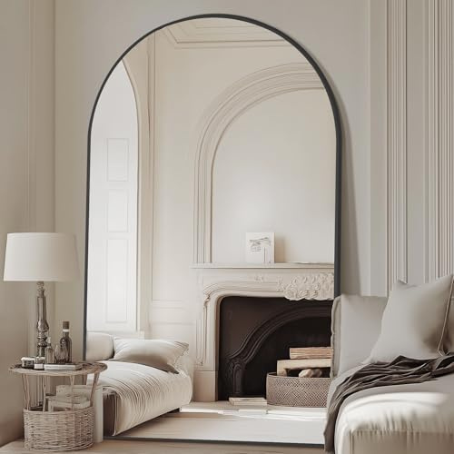 MELOMOIR Arched Full Length Mirror, 44x72 Oversized Floor Mirror Freestanding, Large Full Body Mirror for Bedroom Living Room, Tempered Glass, Black