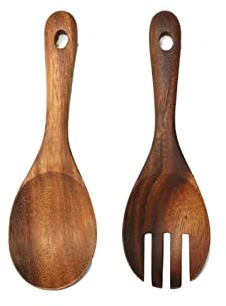 CHDWEY Cucharas Sirviendo de Madera cucharas de arroz Ensalada de Cucharada mezclando Cuchara Grande Madera Cuchara Cuchara Tenedor Mango Corto Cuchillo Conjunto Madera Utensilios de Cocina