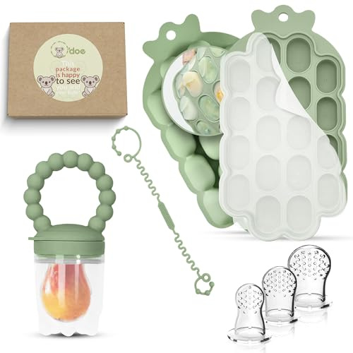O'doe Moldes de silicona para paletas de bebé y comedero de alimentos para bebés con 1 clip, 2 bandejas para congelador con tapa, 2 moldes para paletas de leche materna para aliviar la dentición, sin