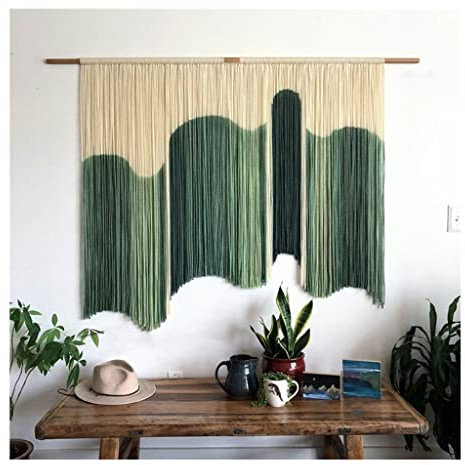 Tapisserie tissée à la main avec glands Grands rid Tapisserie murale tissée à la main avec pompons irréguliers, tapis muraux teints créatifs et minimalistes, pendentifs décoratifs for tentures murales