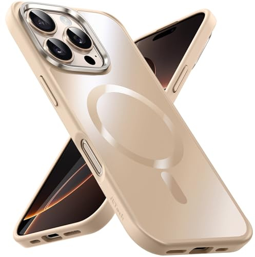 JETech Magnetische Hülle für iPhone 16 Pro Max, Titan Wüstensand | Kompatibel mit MagSafe, Metallische Matte Oberfläche, Galvanisierter Handyhülle, Schlanker Stoßschutz