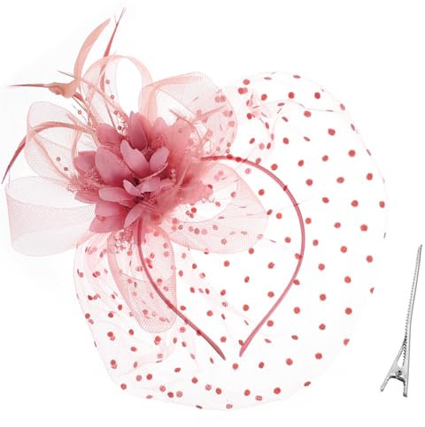 Abeillo Fascinator Hüte für Damen Pillbox Hut, 1920er Jahre Perlen Schleier Gittergewebe Stirnband Gepudert, Tea Party Kopfbedeckung Hochzeit Fascinator für Mädchen Frauen