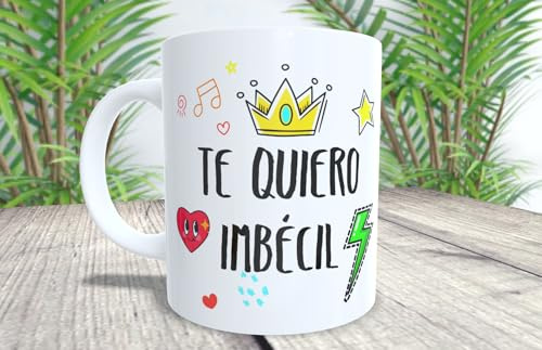 La Huella Taza personalizada.Te quiero imbécil y yo a ti gilipollas. Taza unitaria, ideal para todos aquellos que han dejado una relación y se quieren y hablan a sí mismos.
