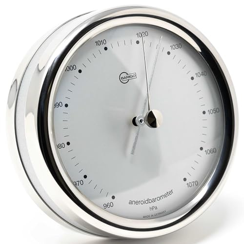 BARIGO 823RFPO ORION Schiffsbarometer - 100 x 35 mm - mit Edelstahl-Gehäuse schwarz lackiert - Made in Germany
