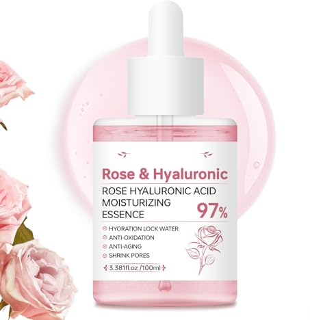 Hyaluronic Acid Serum,Hyoration Face Serum with Rose,Shrink Pores Resurface & Smooth Skin Texture | Niacinamide Brightening Essence for Even Skin Tone and Minimize Dullness—3.38 FL.OZ