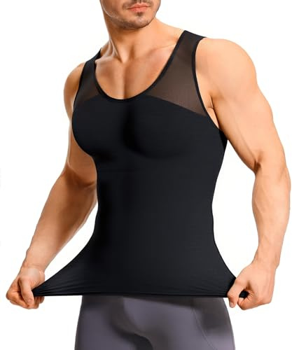 KUMAYES Compressione Uomo Shapewear Canotta Contenitiva Snellente Maglia Contenitiva Dimagrante(Nero,L)