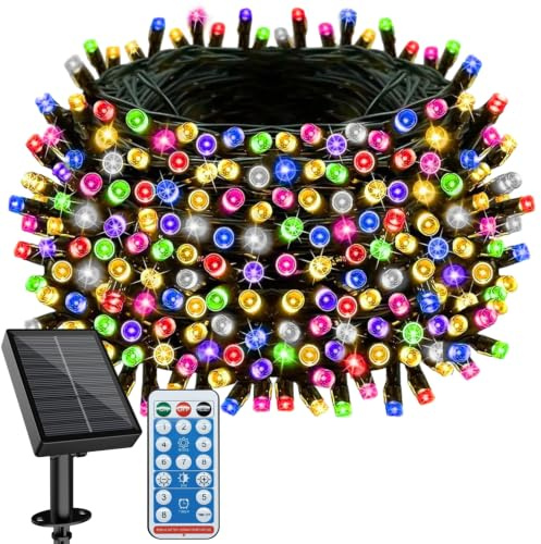 Electight Bunt Lichterkette Außen Solar mit 1200mAh Akku, 30M 300 Helle Led | Wetterfest Solarlichterkette mit Fernbedienung, 8 Modi Dimmbar Timer Speicherfunktion, für Outdoor Garten Balkon Party Deko
