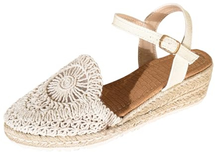 Generico Sandali Donna Chiuse Davanti con Zeppa Espadrillas Eleganti con Plateau Sandalo Comode Casual Scarpe Ortopediche E Alla Moda Cerimonia Sandalo Casual E confortevole Sandali Per Ufficio Feste