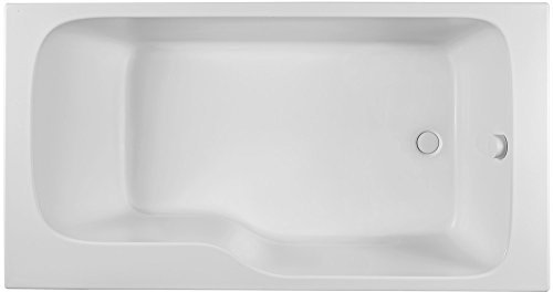 Jacob Delafon - Baignoire Bain-Douche MALICE + Vidage - 160x85 cm Version Droite - Pieds QuickClip - Antibactérien - Fabrication Française - Blanc - E6D146R-00