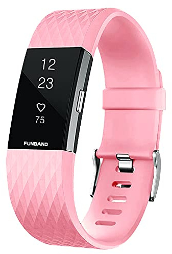 FunBand Fitbit Charge 2 armband, mjukt silikonband, justerbar sporttillbehör, för Fitbit Connected Watch Charge 2, L, 6,7 -8,1 tum), silikon