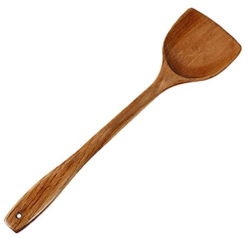 SGerste Handgefertigter Wok-Schaufel aus natürlichem Buchenholz, Pfannenwender, antihaftbeschichtet, 5 Arten – Lithocarpus Glaber 39 cm, wie beschrieben