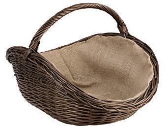 e-wicker24 Paniers et porte-bûches pour cheminées en osier gris brun avec une housse en jute (Marron/jute)