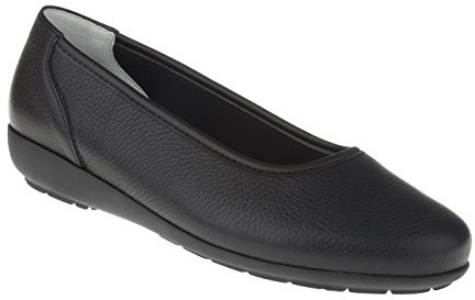 Natural Feet Bekväma ballerinaskor för kvinnor av hjortläder, Johanna, sportiga breda platta sommarskor, halvskor, bredd H, lämplig för hallux valgus, mjuka barfota skor med utbytbar fotbädd, svart, 43 EU Weit