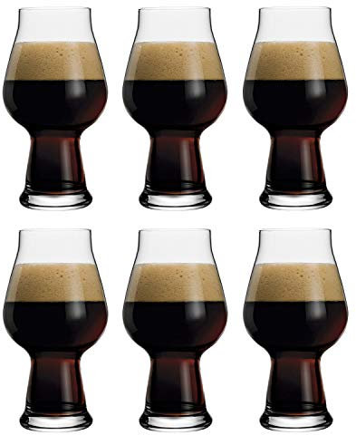 Luigi Bormioli Birrateque Set of 6 Stout Porter Glasses - 600ml / 60cl / 20 ¼ oz - Craft Beer Style Design - Lead Free Crystal Glass - Break Free & Dishwasher Safe