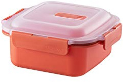 LOCK & LOCK Vaisselle en plastique - Carré - Assiette avec couvercle transparent pour micro-ondes - 1100 ml