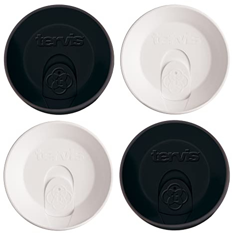 Tervis Gobelet isotherme en plastique avec couvercle de voyage - Assortiment de 2 gobelets noirs et blancs
