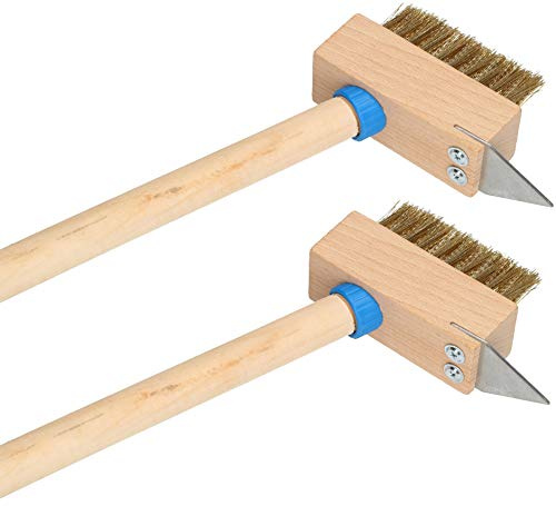 KOTARBAU® Lot de 2 brosses à joints de 40 mm avec poils en acier - Brosse anti-mauvaises herbes - Brosse en acier - Gratte-joints avec poils en acier pour pavés avec manche de 120 cm