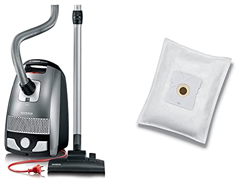 Severin 7045 aspirapolvere con sacchetto, etichetta energetica aa, silenzioso e potente, filtro hepa & sb 7218 sacco in microfibra con chiusura igienica, 4 strati