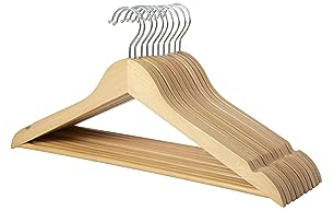 Amazon Basics Holz-Kleiderbügel für Anzüge, 44x22cm, Natürlich, 10er-Pack
