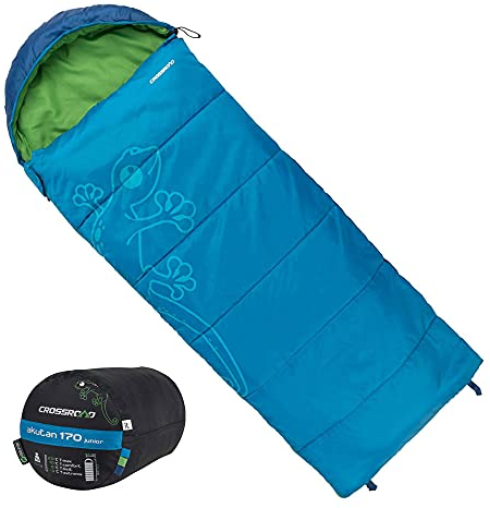 Crossroad Akutan Kinder Schlafsack 170cm Drache - Deckenschlafsack Junior - wasserabweisend - blau - Jungenschlafsack für Camping - Sommerschlafsack