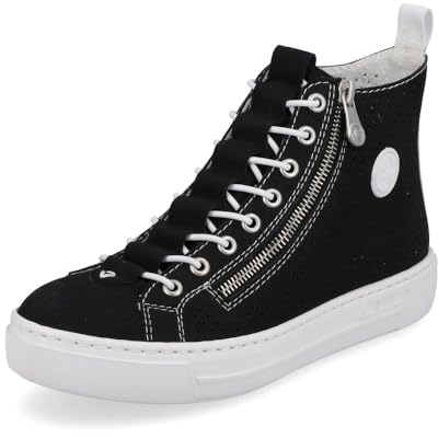 Rieker Damen High-Top Sneaker L9892, Frauen Halbschuhe,schnürschuhe,high top Sneaker,Sneaker-Stiefel,mid Cut,Sportschuhe,schwarz (00),38 EU / 5 UK