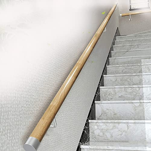 REDEXI Rund Treppengeländer Wandhandlauf Aus Holz rutschfeste Handläufe Eingangsgeländer Mit Wandhalterung Sicherheit Handlauf Innen/Außentreppen Stützstange (Size : 250cm/8.2ft)