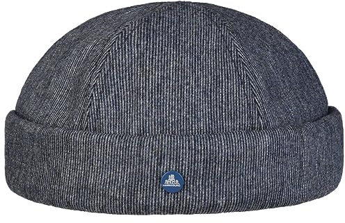 HAMMABURG Dockermütze Wintermütze Herren Streifendesign Baumwollfutter Hafenmütze Flexibel kombinierbare Mütze blau XL (60-61 cm)