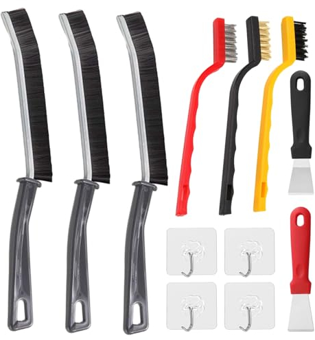 Mengger Cepillo de Limpieza de Grietas, Lote de 10 Piezas, Cerdas Duras, Multifuncional para Juntas, Ventanas, Baño, Cocina