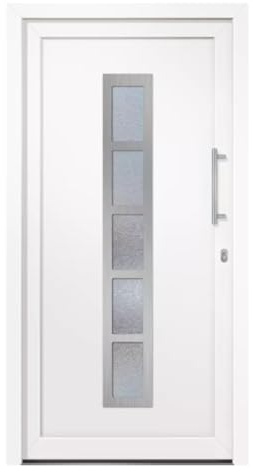 HORI Haustür Eingangstür Komplettset – Robuste Hauseingangstür mit moderner Optik, hoher Wärmedämmung & Sicherheit, Farbe: weiß - DIN rechts - Modell: Frame - 198 x 98 cm