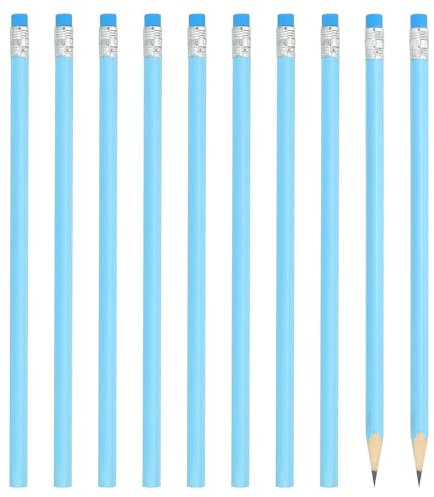 PATIKIL Runde Bleistifte, 24er Pack HB Graphit-Bleistifte mit Radiergummi Holz-Bleistifte Niedlicher Stift für Klassenzimmer Lehrer Bürobedarf, Blau