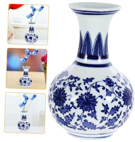 LIFKICH Keramikvase Blau Weiß Porzellan Schlichtes Design Tischvase Dekoration Wohnzimmer Vase