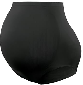 HOFISH Nahtlose Umstandsunterwäsche mit hoher Taille und Bauchstütze für Damen, Schwarz, Größe S