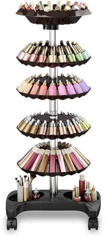 yeshine Étagère de rangement à roulettes pour vernis à ongles, 5 niveaux, pour vernis à ongles, cosmétiques, rouge à lèvres, vernis à ongles, étagère pour vernis à ongles pour maison, spa, salon