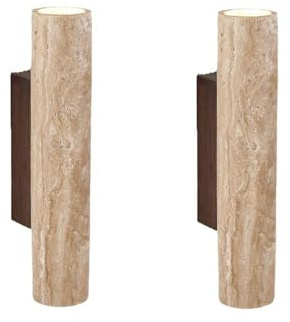 WFZRXFC wall sconces set of 2， wabi sabi style Cylindrical stone wall lamp， Up and down light Hallway Wall Lantern， interior wall light for living room Bath Mirror Bedroom