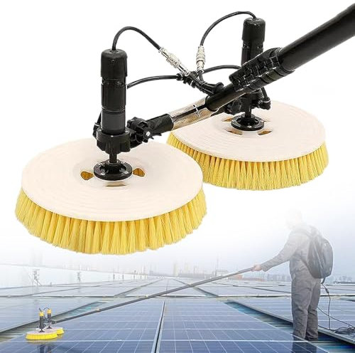 Eastnmythet Solar PV Panel Cleaning Robot, Solar Panel Cleaning Brush with Telescopic Rod, Electric Photovoltaic Panel Cleaner,Dual Purpose-3.5m/11ft