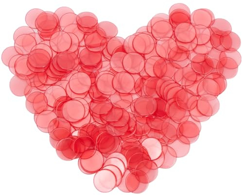 SOFPLATE 200Pcs Jetons de Comptage Marqueurs de Jetons Rouges Petits Carreaux de Mosaïque Ronds Plats en Plastique de 18.5mm Transparents Grands Articles de Comptage de Groupe Marqueur de Jetons pour