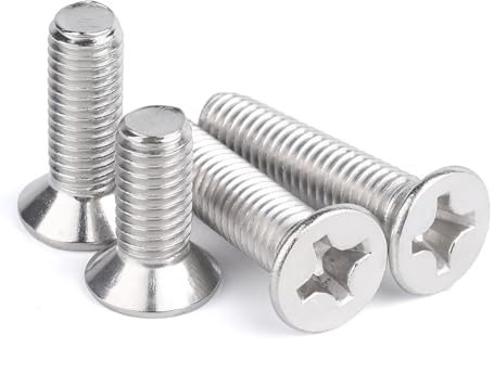 DEPYEE 4-20 Stück M4 M5 M6 M8 M10 KM 304 Senkkopfschrauben Edelstahl Flachkopfschrauben Kreuz Flachkopfschrauben Maschinenschrauben(12mm,M6-(10PCS))