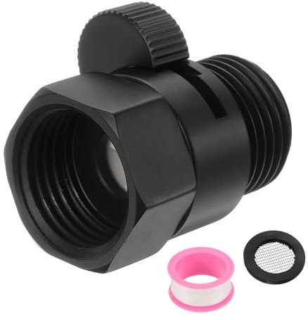 sourcing map Brass Chrome Shower Head Shut Off Valve, G1/2 Shower Control Valve Water Pressure Regulator Replacement for Shower System with PTFE Tape (Black, 39mm/1.54)