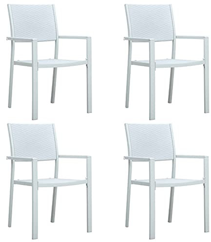 Xichuzi Gartenstühle 4 STK. Gartenmöbel, Balkonstühle, Hochlehner, Balkonmöbel, Bistrostuhl, Garten Stühle, Sit Möbel, Armlehnenstuhl, Weiß Kunststoff Rattan-Optik