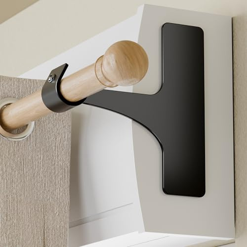 Support Tringle Rideaux Sans Perçage pour Coffre Volet Roulant – Fixation Autocollante, Convient aux Barres 19–28 mm, Lot de 2, Métal Résistant, Installation Facile