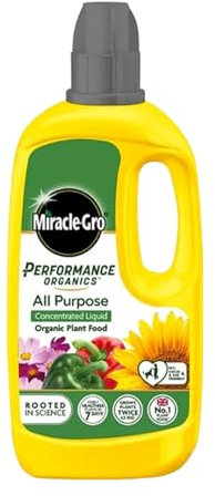 MiracleGro Performance Organics All Purpose Liquid Concentrate Food 800ml – 100% Natural Organic Fertilizer for Flowers, Vegetables, and Plants, Fast-Acting, Safe for Pets & Children