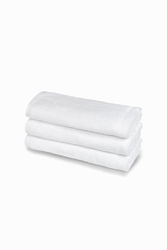 Juego de toallas de baño de rizo 100% algodón, 3 huéspedes/bidet, paquete de 3 unidades, 40 x 60 cm, 450 g/m² doble retorcido, ideales para B&B y hoteles, resistentes a los lavados frecuentes, blanco