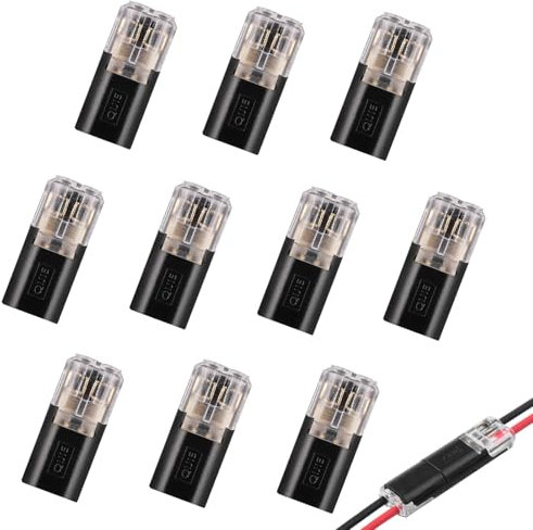 Huybaa 10Pcs Connettori Elettrici Rapidi, 2 Pin Morsetti Elettrici, Connettore Elettrico, Connettori Morsetti per Cavi Elettrici Terminali Del Connettore Automatico, Senza Spelatura