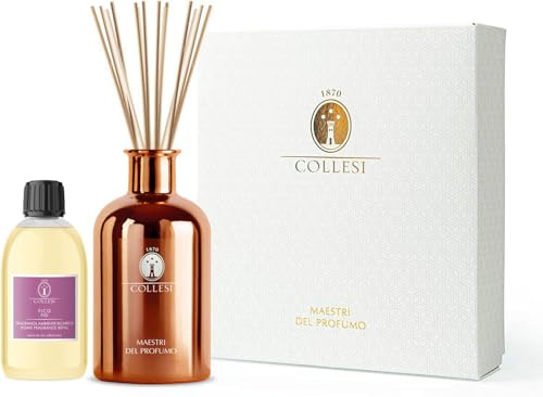 Kit di diffusore profumo ambiente per la casa con bastoncini - Include 300ml di Oli essenziali al Fico + Vetro Metallizzato 500ml Rame - Effetto specchio - Made in Italy (Rame)