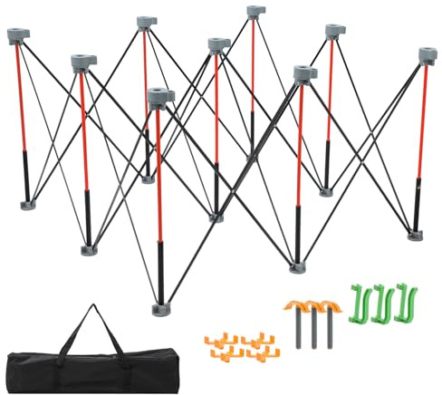 TOPWAY Portable Folding Workstand 123x123x77cm, 9 Steel Struts, 1200kg Capacity, X-Cups, Clamps, Hooks, Carry Bag, Woodworking Construction Table Workbench Support Sawhorse