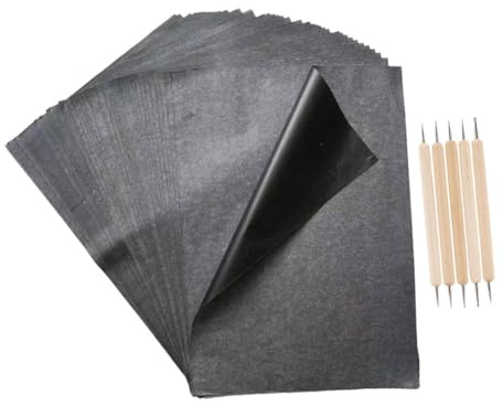 EPIGEIST 55 Stück Schwarz Graphit Transferpapier mit Doppelseitigen Stiften Stabile Präzise Übertragung für Holz Papier Vielseitiges Kohlepapier zum Nachzeichnen und Gestalten