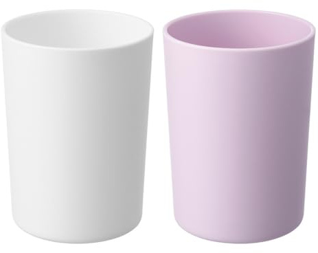 2 Pezzi Bicchiere portaspazzolino, 300ml Porta Spazzolini Bagno, Bicchiere Polaris per Spazzolino da Denti, Porta Bicchieri di Plastica, Portaspazzolini da Bagno per Dentifricio (Purple+White)