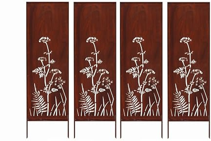 Kapaga - Sichtschutz Metall 4x - 160x50 cm - Edelrost - Rostoptik, Patina | für Garten und Terrasse - Corten, Sichtschutzelement - Sichtschutzwand - Gartendekoration Zaun - Rost (Strauch) (Wiesen)