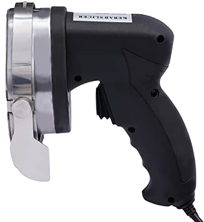 Royyalpa Cortador eléctrico para barbacoa de 80 W con 2 cuchillas – Cortador de carne 220 V para cordero, carne de res, pollo, cortador de kebab para gastronomía y hogar