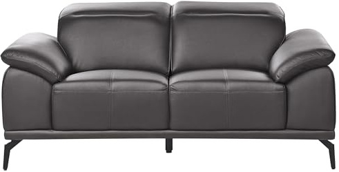 Beliani 2-Sitzer Sofa Kunstleder schwarz mit Metallbeinen Armlehnen verstellbare Kopfstützen modern Vejen